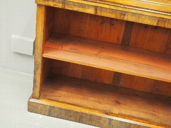 Antique  Victorian Figured Walnut Open Bookcase