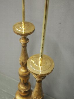 Antique Pair of Carved and Gilded Lamps
