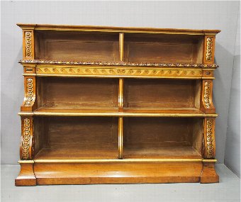 Antique Victorian Carved and Gilded Waterfall Bookcase