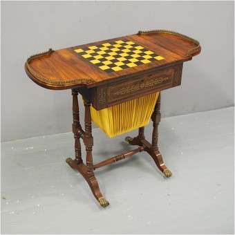 Regency Brass and Inlaid Rosewood Games Table