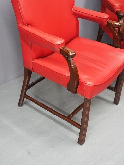 Antique Pair of Red Leather Chairs by Whytock and Reid