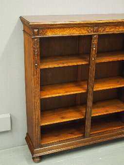 Antique Jacobean Style Oak Open Bookcase