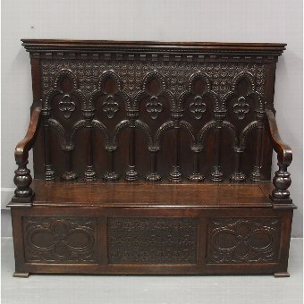 Gothic Oak Hall Bench