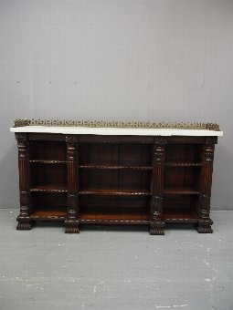 Antique Rosewood and Marble Top Open Bookcase