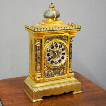 Victorian Cast Brass and Gilded Egyptian Design Clock