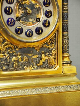 Antique Victorian Cast Brass and Gilded Egyptian Design Clock