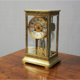 Victorian Brass and Glass Mantel Clock