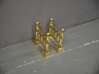 Antique Pair of Victorian Brass Fire Dogs