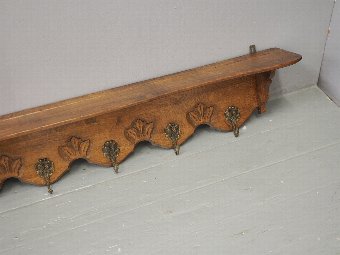 Antique Edwardian Carved Oak Coat Rack