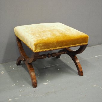 Rosewood and Gold Velour Stool