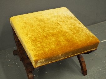 Antique Rosewood and Gold Velour Stool