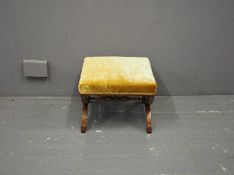 Antique Rosewood and Gold Velour Stool