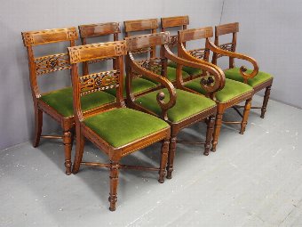 Antique Set of 8 George IV Mahogany Dining Chairs