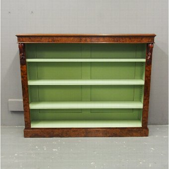 Victorian Burr Walnut Open Bookcase