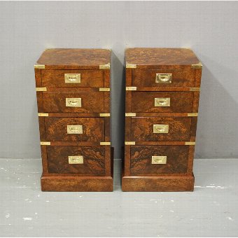 Pair of Walnut Military Style Lockers or Bedsides