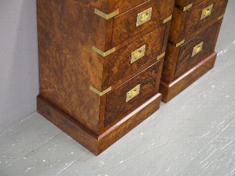 Antique Pair of Walnut Military Style Lockers or Bedsides