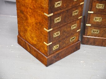 Antique Pair of Walnut Military Style Small Chest of Drawers