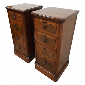 Pair of Neat Size Victorian Walnut Bedsides