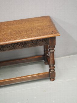 Antique Jacobean Style Oak Stool