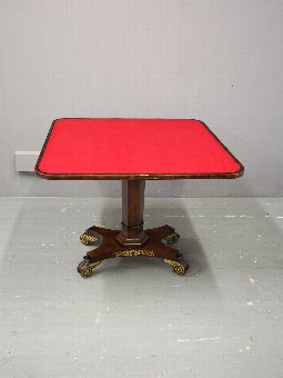 Antique Regency Brass Inlaid Rosewood Games Table