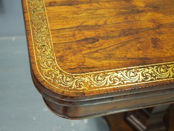 Antique Regency Brass Inlaid Rosewood Games Table