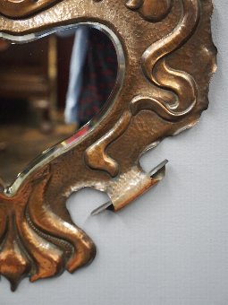 Antique Art Nouveau Copper Mirror