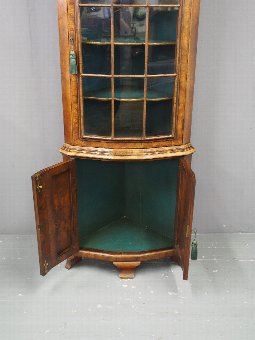Antique Georgian Style Walnut Corner Cupboard