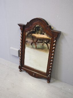 Antique Oak Jacobean Style Wall Mirror