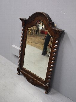 Antique Oak Jacobean Style Wall Mirror