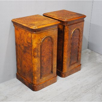 Pair of Victorian Burr Walnut Bedsides