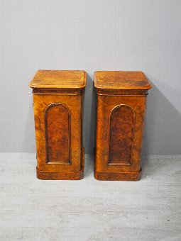 Antique Pair of Victorian Burr Walnut Bedsides