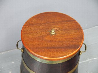 Antique Small Brass Bound Barrel