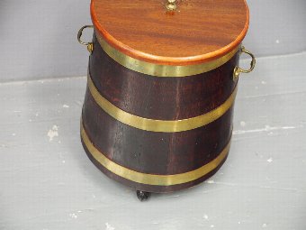 Antique Small Brass Bound Barrel