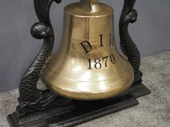 Antique Large Brass Bell on Stand