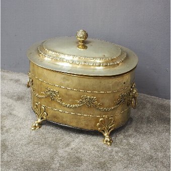 Neoclassical Style Brass Log Bin