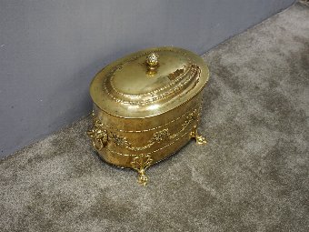 Antique Neoclassical Style Brass Log Bin