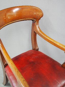 Antique William IV Mahogany and Burgundy Leather Desk Chair