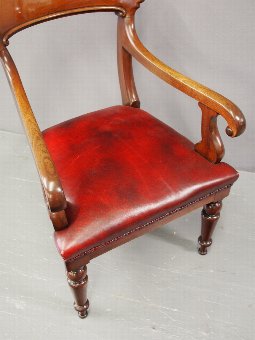 Antique William IV Mahogany and Burgundy Leather Desk Chair