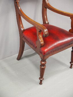 Antique William IV Mahogany and Burgundy Leather Desk Chair