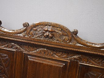 Antique Victorian Carved Oak Hall Bench