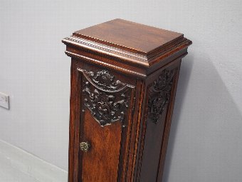 Antique Victorian Carved Oak Pedestal or Cupboard