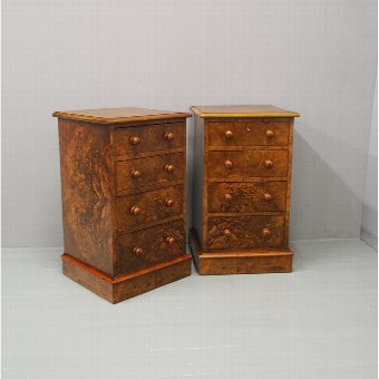 Pair of Victorian Figured Walnut Bedsides