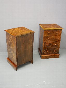 Antique Pair of Victorian Figured Walnut Bedsides