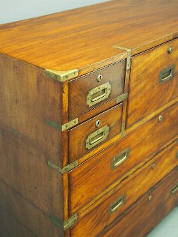 Antique Campaign Secretaire Chest by William Day and Son