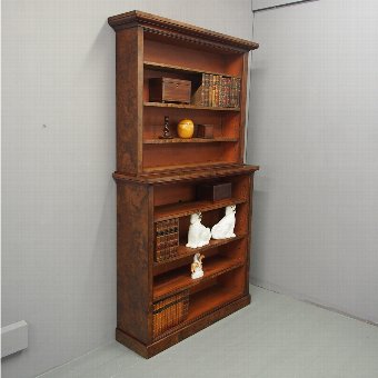 Victorian Burr Walnut Open Bookcase