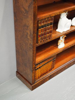 Antique Victorian Burr Walnut Open Bookcase