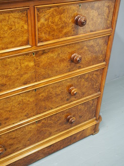 Antique  Victorian Burr Walnut Chest of Drawers