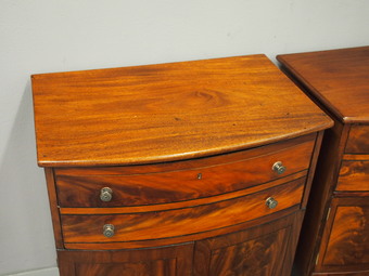 Antique Pair of George III Mahogany Bowfront Cabinets