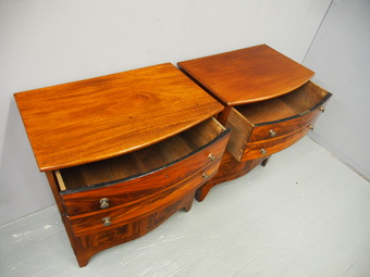 Antique Pair of George III Mahogany Bowfront Cabinets