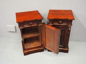 Antique Pair of Carved Victorian Mahogany Bedsides
